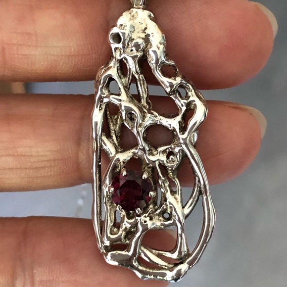 Sterling Silver, Artificial Amethyst Set - Picture 6 of 7